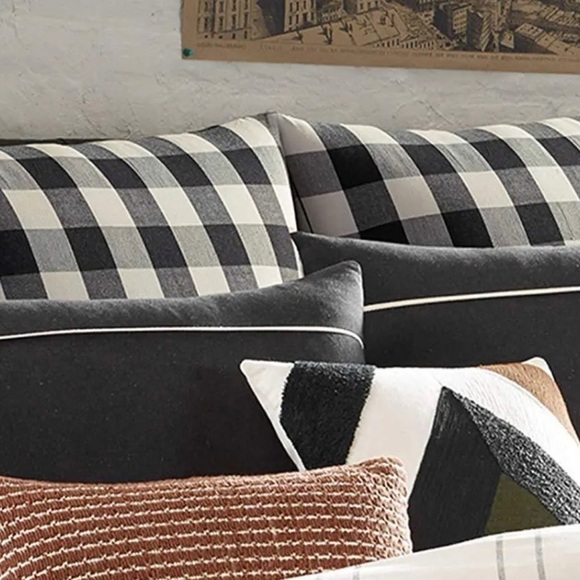 STUDIO 3B BY KYLE SCHUNEMAN GRANT Standard Pillow Sham Black Ivory Replacement - Picture 1 of 9